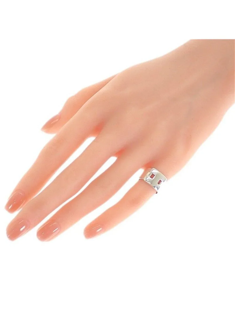 Hermes Newhela Crest Rin 48 Ring 925 Sterling Silver